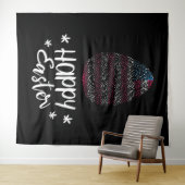Frohe Ostern und Ostern Ei mit amerikanischer Flag Wandteppich (Beispiel (Horizontal))