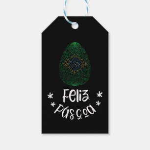 Frohe Ostern und Ostern Ei mit brasilianischer Fla Geschenkanhänger