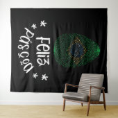 Frohe Ostern und Ostern Ei mit brasilianischer Fla Wandteppich (Beispiel (Horizontal))