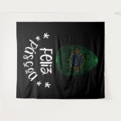 Frohe Ostern und Ostern Ei mit brasilianischer Fla Wandteppich (Vorderseite (Horizontal))