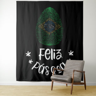 Frohe Ostern und Ostern Ei mit brasilianischer Fla Wandteppich