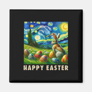 Frohe Ostern Van Gogh Stil Hase Und Eier  Magnet