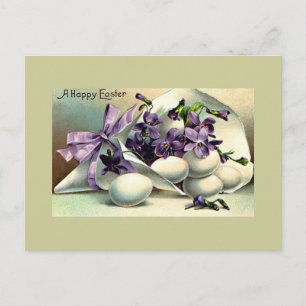 Frohe Ostern Veilchen & Eier Vintage Feiertagspostkarte