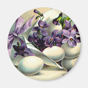 Frohe Ostern Veilchen & Eier Vintage Magnet