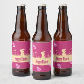 Frohe Ostern, verträumter Hase Bierflaschenetikett (Flaschen)