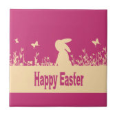 Frohe Ostern, verträumter Hase Fliese (Vorderseite)