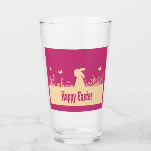 Frohe Ostern, verträumter Hase Glas (Vorderseite)