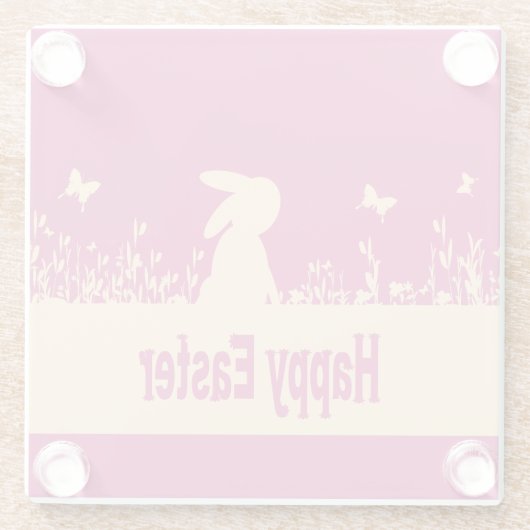 Frohe Ostern, verträumter Hase Glasuntersetzer (Rückseite)