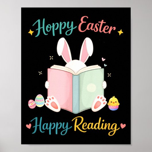 Frohe Ostern, viel Spaß beim Lesen, Hasendesign fü Poster (Vorne)