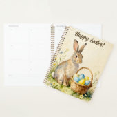 Frohe Ostern Vintage-Hase mit Ostereierkorb Planer (Anzeige)