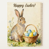 Frohe Ostern Vintage-Hase mit Ostereierkorb Planer (Rückseite)
