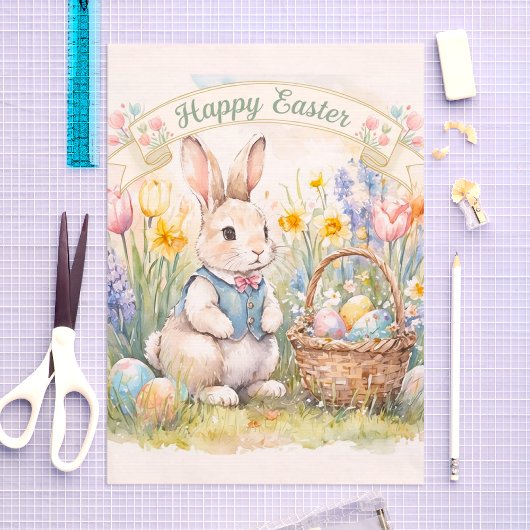 Frohe Ostern Vintage-Hase Seidenpapier