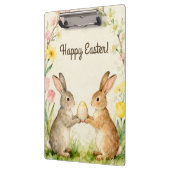 Frohe Ostern Vintage-Hasen mit Ei Klemmbrett (Links)