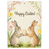 Frohe Ostern Vintage-Hasen mit Ei Klemmbrett (Rückseite)