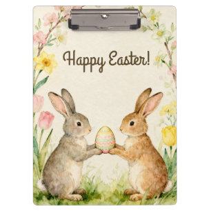 Frohe Ostern Vintage-Hasen mit Ei Klemmbrett