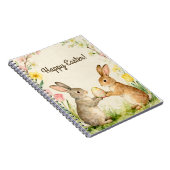Frohe Ostern Vintage-Hasen mit Ei Notizblock (Rechte Seite)