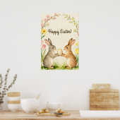 Frohe Ostern Vintage Hasen mit Ei Poster (Küche)