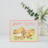 Frohe Ostern Vintage Küken Postkarte (Stehend Vorderseite)
