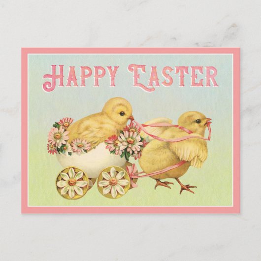 Frohe Ostern Vintage Küken Postkarte (Vorderseite)
