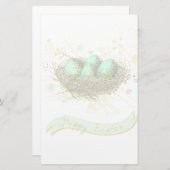 Frohe Ostern! - Vogelnest mit farbigen Eiern Briefpapier (Vorne/Hinten)