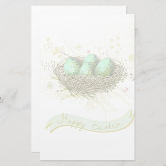 Frohe Ostern! - Vogelnest mit farbigen Eiern Briefpapier (Vorne/Hinten)