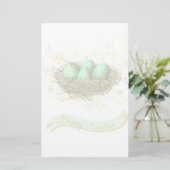 Frohe Ostern! - Vogelnest mit farbigen Eiern Briefpapier (Stehend Vorderseite)