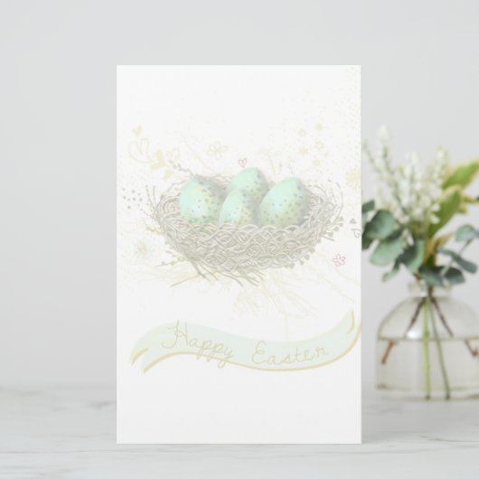 Frohe Ostern! - Vogelnest mit farbigen Eiern Briefpapier (Stehend Vorderseite)