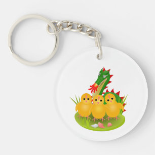 Frohe Ostern von drei Küken und dem Drachen von Mo Schlüsselanhänger