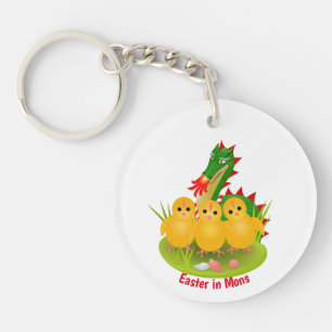 Frohe Ostern von drei Küken und dem Drachen von Mo Schlüsselanhänger