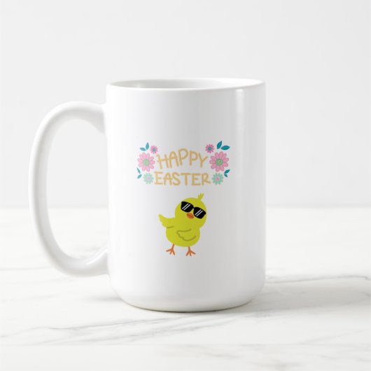 Frohe Ostern von einem Coolen Kätzchen auf einem Kaffeetasse (Links)