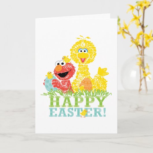 Frohe Ostern von Elmo & Big Bird Karte (Gelbe Blume)
