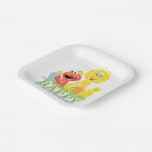 Frohe Ostern von Elmo & Big Bird Pappteller (Gewinkelt)