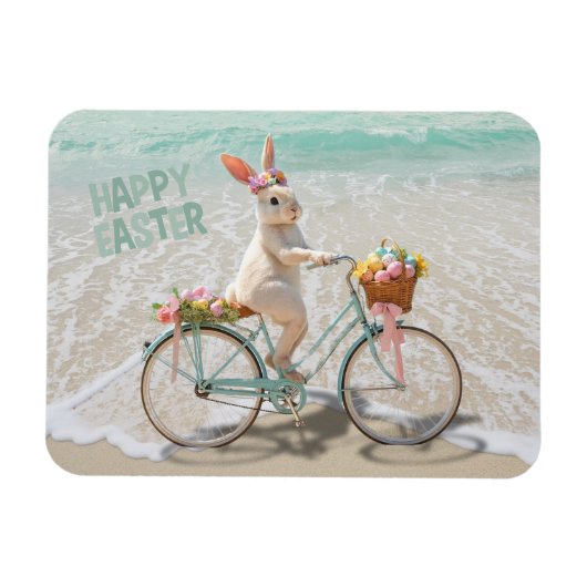 Frohe Ostern von Florida Bicycle Bunny am Strand Magnet (Horizontal)