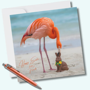Frohe Ostern von Florida Flamingo am Strand Feiertagskarte