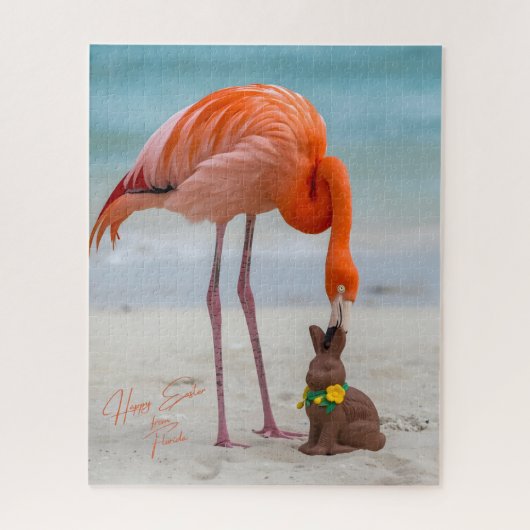 Frohe Ostern von Florida Flamingo am Strand Puzzle (Vertikal)