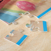 Frohe Ostern von Florida Flamingo Bunny am Strand Puzzle (Seite)