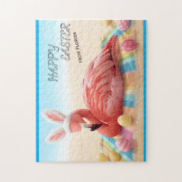 Frohe Ostern von Florida Flamingo Bunny am Strand  Puzzle