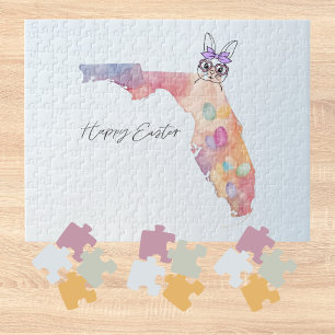 Frohe Ostern von Florida-Pastell-Eiern und -Hase Puzzle