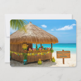 Frohe Ostern von Florida Tiki Hut am Strand Feiertagskarte
