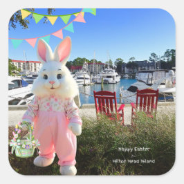 Frohe Ostern von Hilton Head Island Harbour Town Quadratischer Aufkleber
