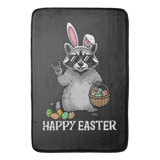 Frohe Ostern Waschbär Hase Badematte (Vorderseite Vertikal)