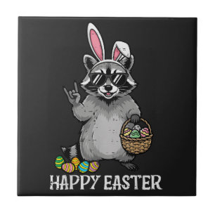 Frohe Ostern Waschbär Hase Fliese