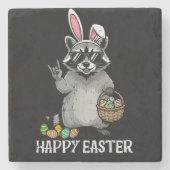 Frohe Ostern Waschbär Hase Steinuntersetzer (Vorderseite)