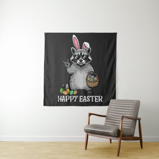 Frohe Ostern Waschbär Hase Wandteppich (Beispiel)