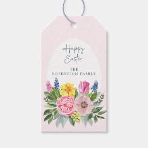 Frohe Ostern, Wasserfarbe Floral, Osterei  Geschenkanhänger