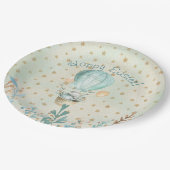 Frohe Ostern! Wasserfarbe Sonne im Heißluftballon Pappteller (Schrägansicht)