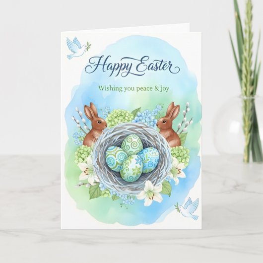 Frohe Ostern Wasserfarbenkarte Karte (Vorderseite)