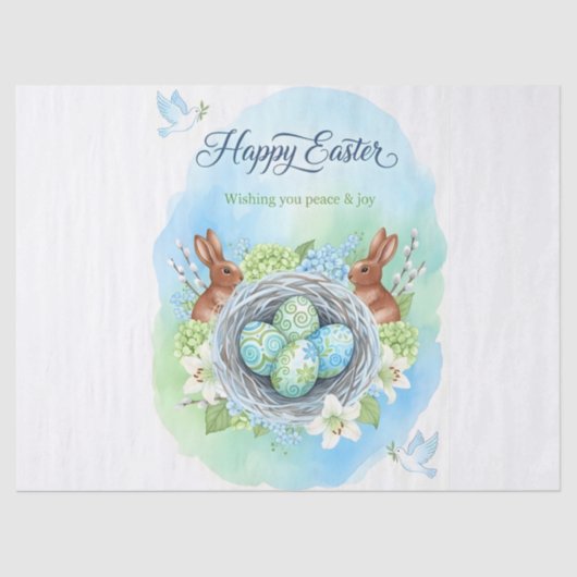 Frohe Ostern Wasserfarbenkarte Seidenpapier (Vorderseite)