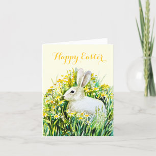 Frohe Ostern weiße Hase Wasserfarbenmalerei Feiertagskarte
