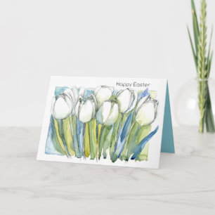 Frohe Ostern Weiße Tulpen Frühlingsblumen Feiertagskarte